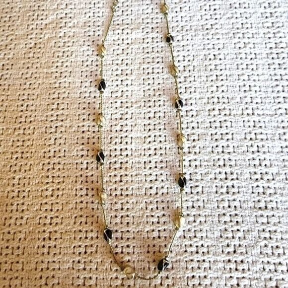 Worthington Dainty White & Black Silver Wrapped Stones on 10" Silver Necklace - Picture 1 of 5